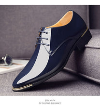 Load image into Gallery viewer, 2019 Newly Men&#39;s Quality Patent Leather Shoes White Wedding Shoes Size 38-48 Black Leather Soft Man Dress Shoes