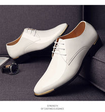 Load image into Gallery viewer, 2019 Newly Men&#39;s Quality Patent Leather Shoes White Wedding Shoes Size 38-48 Black Leather Soft Man Dress Shoes