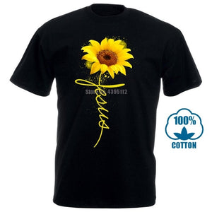 Sunflower Jesus Shirt Black Cotton Ladies Shirt Cartoon T Shirt Men Unisex New Fashion Tshirt Free Shipping Funny Tops