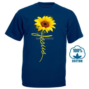 Sunflower Jesus Shirt Black Cotton Ladies Shirt Cartoon T Shirt Men Unisex New Fashion Tshirt Free Shipping Funny Tops