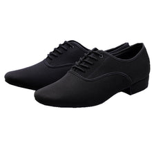 Load image into Gallery viewer, Men&#39;s Latin Ballroom Dance Shoes Professional Black Canvas Latin Salsa Shoes Plus Size Low Heel Tango Ballroom Dance Shoes