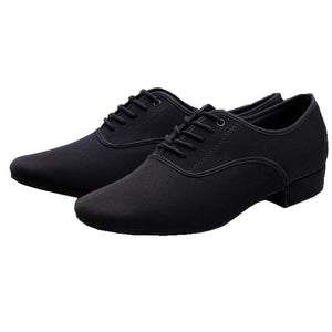 Men's Latin Ballroom Dance Shoes Professional Black Canvas Latin Salsa Shoes Plus Size Low Heel Tango Ballroom Dance Shoes