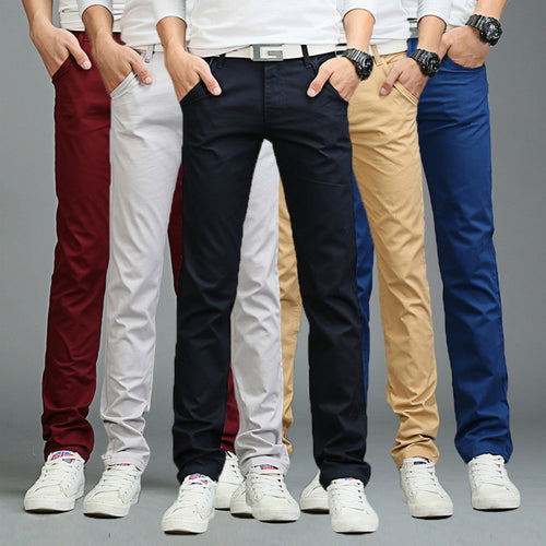 Newly Fashion Men Business Casual Pants  Solid Color Slim Straight Trousers Spring Summer Long Pants VK-ING