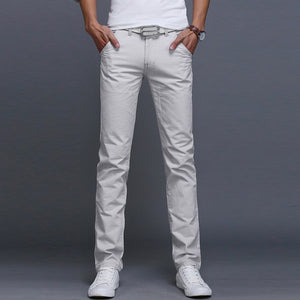 Newly Fashion Men Business Casual Pants  Solid Color Slim Straight Trousers Spring Summer Long Pants VK-ING