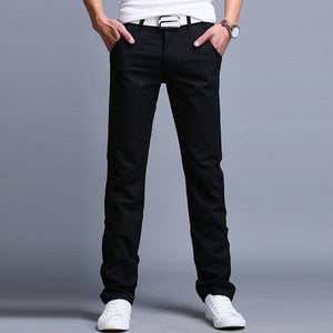 Newly Fashion Men Business Casual Pants  Solid Color Slim Straight Trousers Spring Summer Long Pants VK-ING