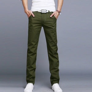 Newly Fashion Men Business Casual Pants  Solid Color Slim Straight Trousers Spring Summer Long Pants VK-ING