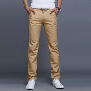 Newly Fashion Men Business Casual Pants  Solid Color Slim Straight Trousers Spring Summer Long Pants VK-ING