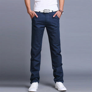 Newly Fashion Men Business Casual Pants  Solid Color Slim Straight Trousers Spring Summer Long Pants VK-ING