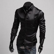 Load image into Gallery viewer, Men Long Sleeve Casual Shirt Luxury Wedding Silk-Like Satin  Shirt Tops 2019 Men Brand Clothing Camisa Masculina