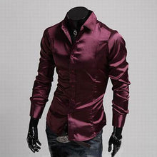 Load image into Gallery viewer, Men Long Sleeve Casual Shirt Luxury Wedding Silk-Like Satin  Shirt Tops 2019 Men Brand Clothing Camisa Masculina