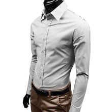 Load image into Gallery viewer, Brand Men&#39;s 100% cotton long sleeves Men Dress Shirts Men Solid Color Business Long Sleeve Button Turn Down Collar Shirt Top