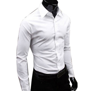 Brand Men's 100% cotton long sleeves Men Dress Shirts Men Solid Color Business Long Sleeve Button Turn Down Collar Shirt Top