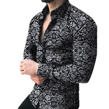 Load image into Gallery viewer, Fashion Men Long Sleeve Floral Print Shirt Spring Autumn Shirts Men Dress Camisa Slim Fits Button Lapels Collar Male рубашка