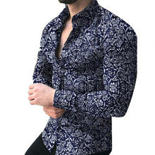 Load image into Gallery viewer, Fashion Men Long Sleeve Floral Print Shirt Spring Autumn Shirts Men Dress Camisa Slim Fits Button Lapels Collar Male рубашка