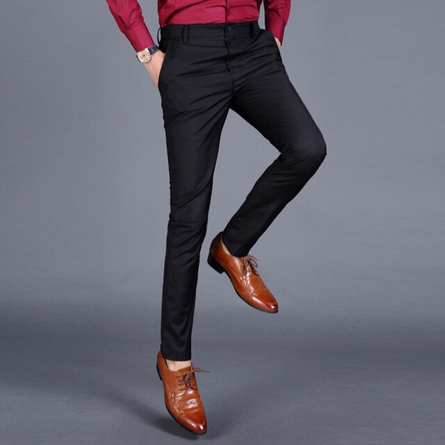 2019 Dress Pants Men Pure Color Formal Business Suit Pants Trousers Formal Pants for Men