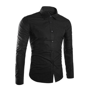 Fashion Spring Autumn Men Shirt Long Sleeve Solid Color Easy-care Anti Crease Man Casual Shirts M-3XL FS99