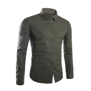 Fashion Spring Autumn Men Shirt Long Sleeve Solid Color Easy-care Anti Crease Man Casual Shirts M-3XL FS99