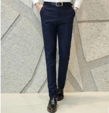 2019 Formal Wedding Men Suit Pants Fashion Slim Fit Business Casual Blazer Straight Dress Trousers Male Wedding Suit Long Pants