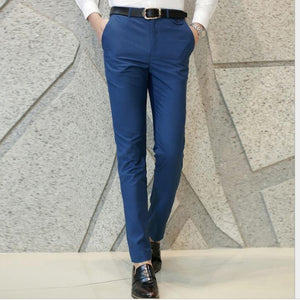 2019 Formal Wedding Men Suit Pants Fashion Slim Fit Business Casual Blazer Straight Dress Trousers Male Wedding Suit Long Pants