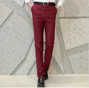 2019 Formal Wedding Men Suit Pants Fashion Slim Fit Business Casual Blazer Straight Dress Trousers Male Wedding Suit Long Pants