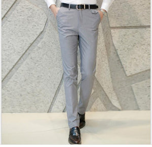 2019 Formal Wedding Men Suit Pants Fashion Slim Fit Business Casual Blazer Straight Dress Trousers Male Wedding Suit Long Pants