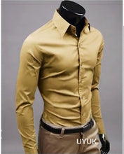 Load image into Gallery viewer, 2019 New Men&#39;s Fashion Casual Solid Candy Color Long Sleeve Slim Fit Dress Shirt Top