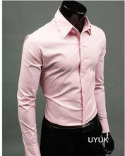 Load image into Gallery viewer, 2019 New Men&#39;s Fashion Casual Solid Candy Color Long Sleeve Slim Fit Dress Shirt Top