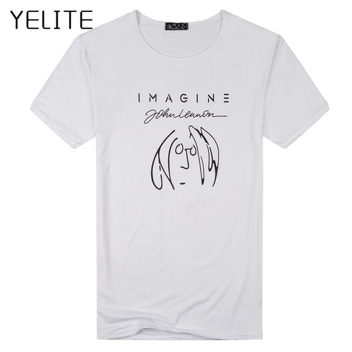 YELITE Fashion Men T Shirt New Imagine John Lennon Short Sleeve Men T Shirt O Neck  Casual Top Summer Fashion Tops Tees