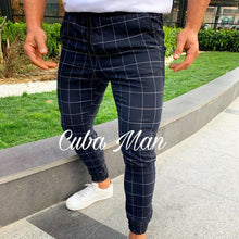 Load image into Gallery viewer, 2019 sexy high wasit spring summer fashion pocket Men&#39;s Slim Fit Plaid Straight Leg Trousers Casual Pencil Jogger Casual Pants