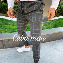 Load image into Gallery viewer, 2019 sexy high wasit spring summer fashion pocket Men&#39;s Slim Fit Plaid Straight Leg Trousers Casual Pencil Jogger Casual Pants